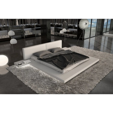 Letto imbottito 140x200 cm effetto ecopelle bianco